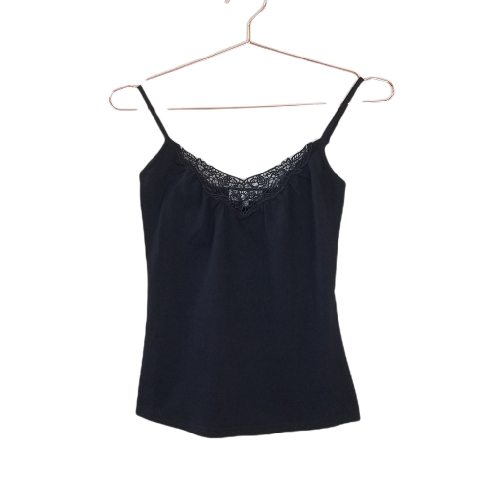 PAPILLON Black Lace Trim Cami‎ Tank Top Size S